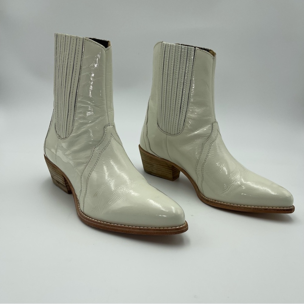 Free People Frontier Western Bone/Ivory Leather Ankle Boot-Size 37.5-MSRP $298